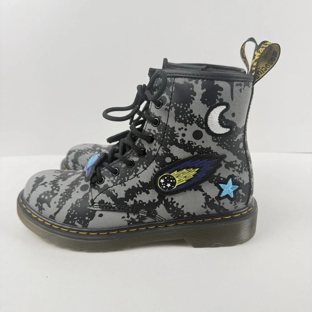 Dr. Doc Martens Boots Kids US 3 Lace Up Boot Space Hydro Embroidered 1460J NEW